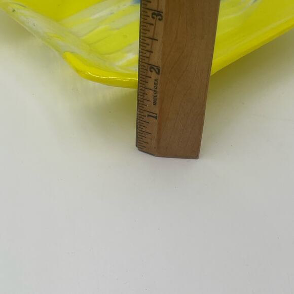 Fused Glass Decorative Square Bowl Dish Yellow 7 1/4” x 7 1/4” - Picture 4 of 7